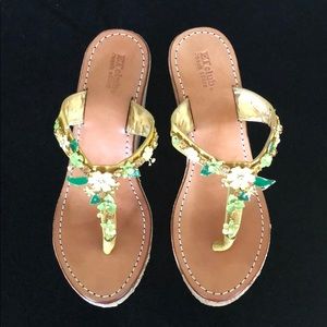 Fun gorgeous thong Wedge Sandals w/ Rhinestones